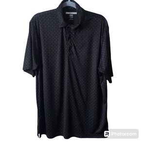 *Greg Norman Black Print Play Dry Sport Golf Polo Shirt Size Large Performance